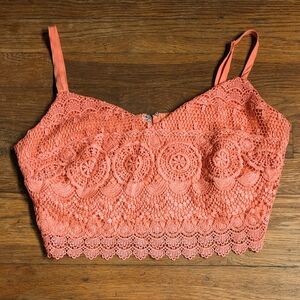 Bebe Lacy Orange Crop Top (M)